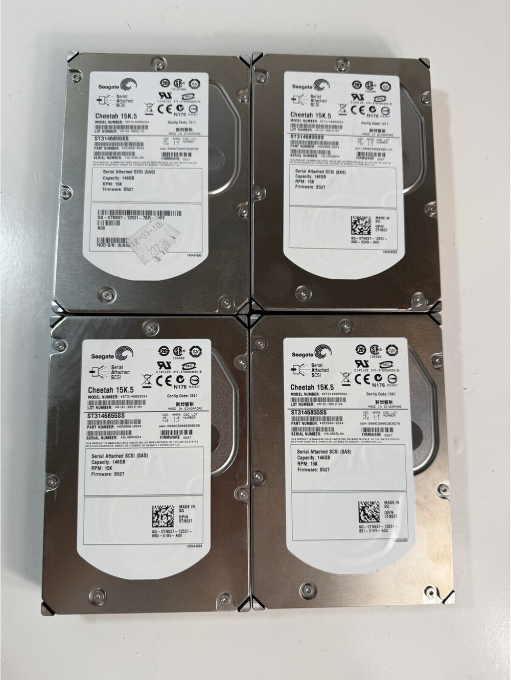 Lot of 4 Seagate Cheetah 15K.5 146GB SAS Hard Drives ST3146855SS